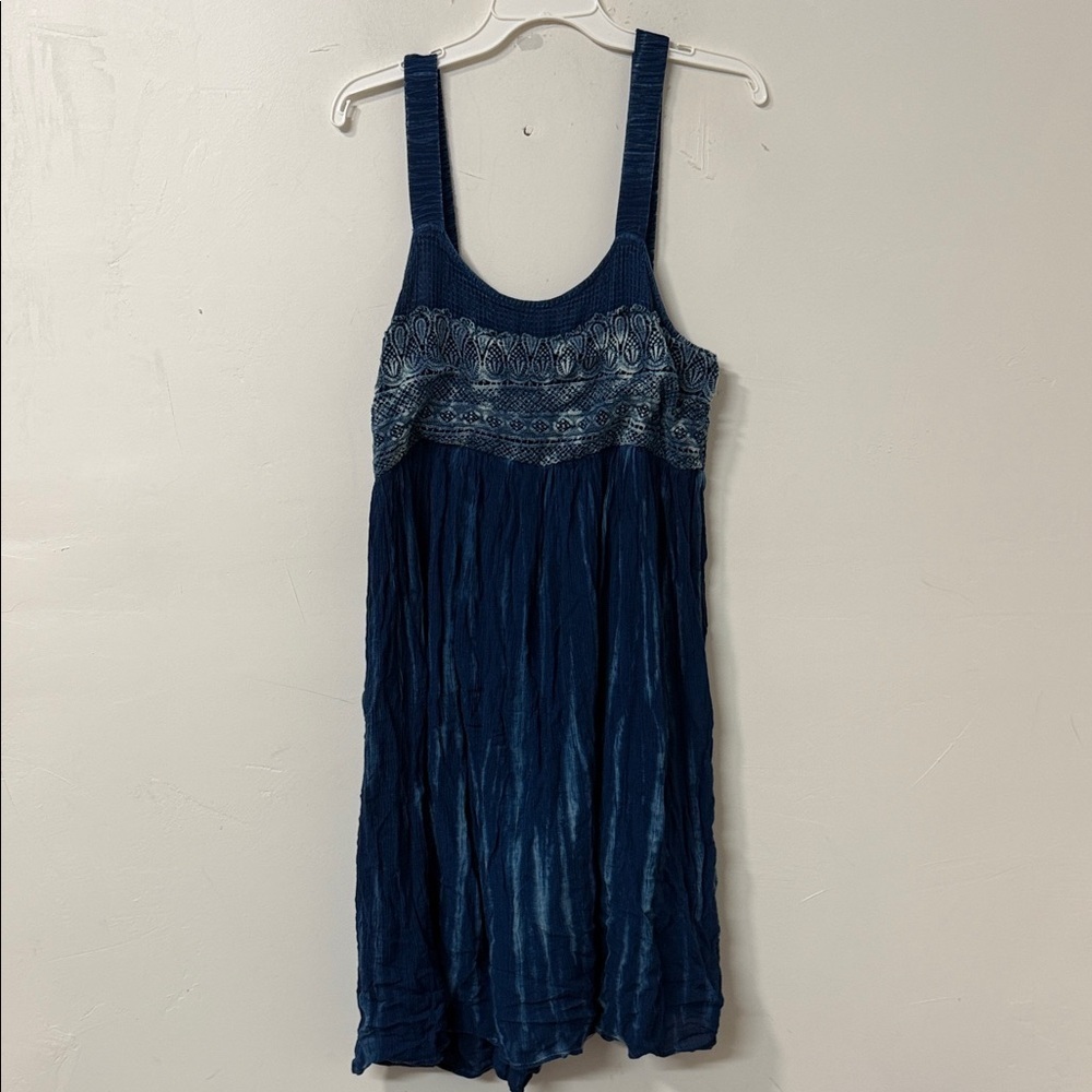 Studio West Navy Dress with Embroidered Accents